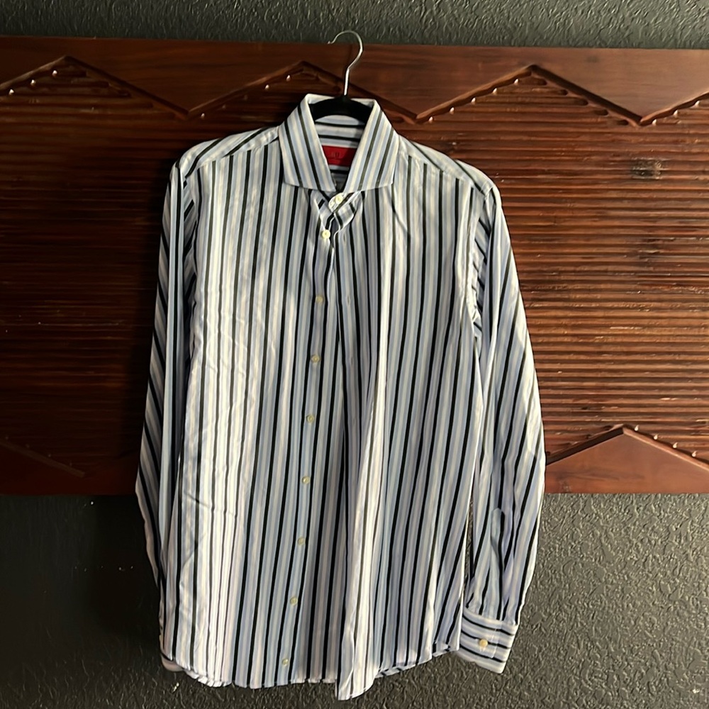 Carolina Herrera men’s striped button-down shirt. Size 15.